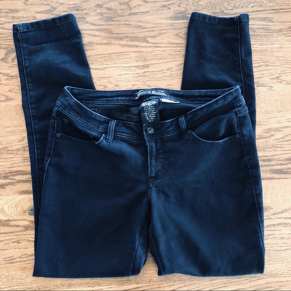 Source of Wisdom London Skinny Jean. Dark wash.